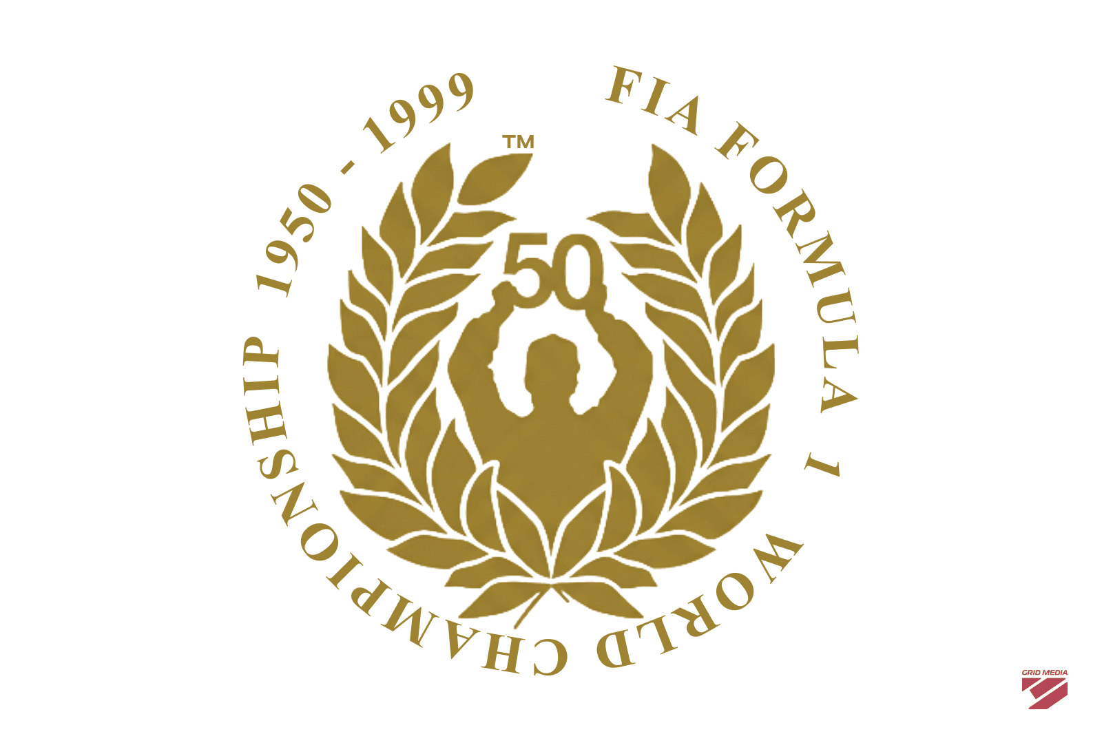 50th anniversary mark integrating laurel + 'flying one' F1 50th anniversary logo (2000)
