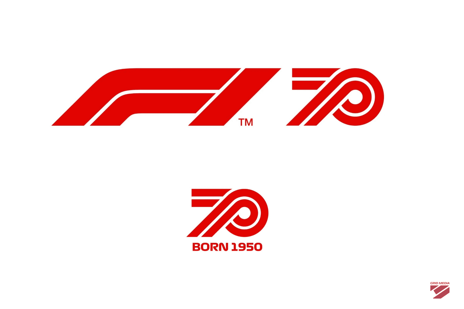 Modern 'SEVENTY' wordmark treatment within the current brand system F1 70th anniversary logo (2020)